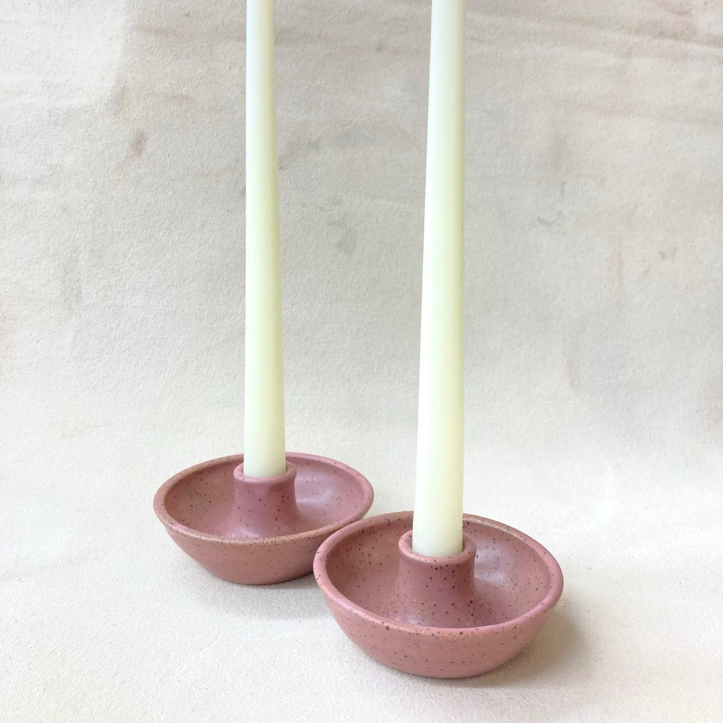 Peach speckled candleholder