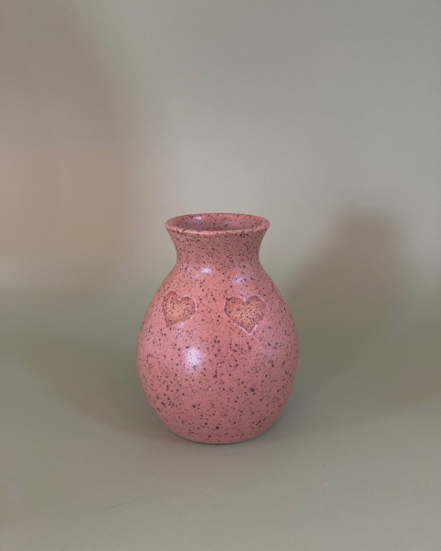 Pink heart bud vase