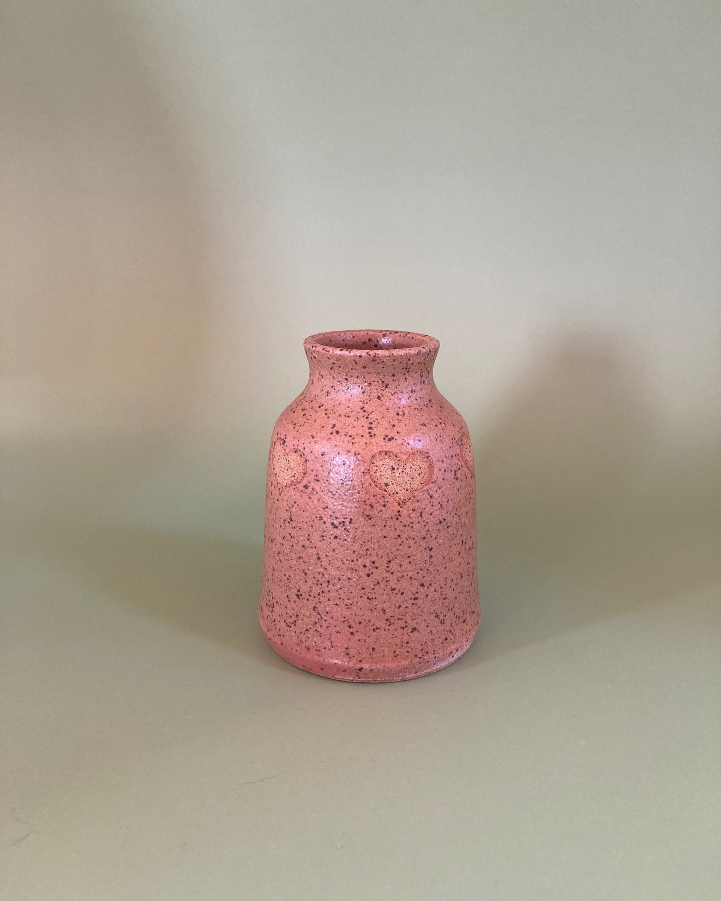 Pink heart bud vase