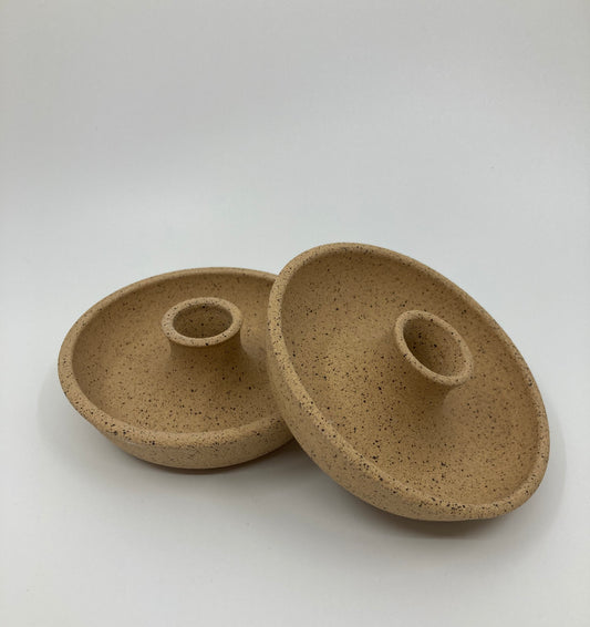 Speckled tan candleholder