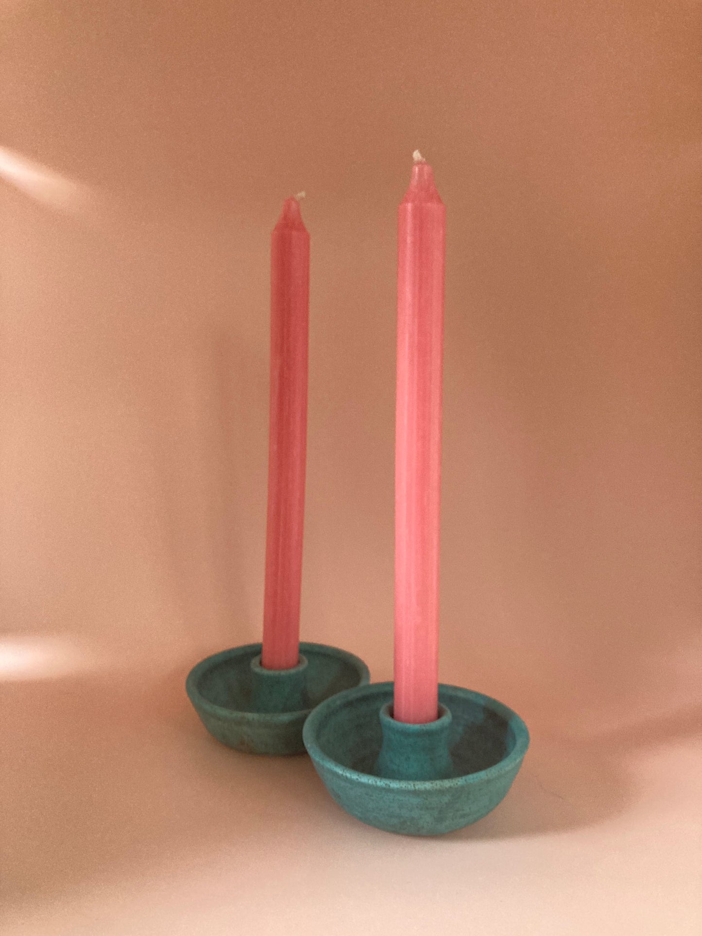 Teal speckled classic candleholder