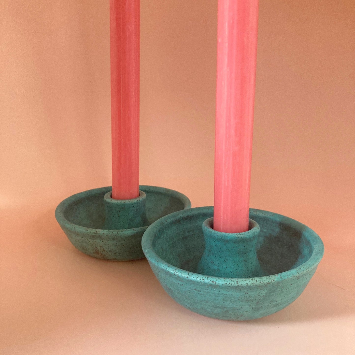 Teal speckled classic candleholder